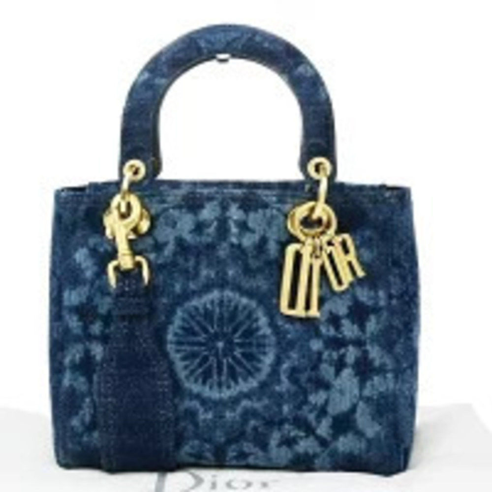 Christian Dior Lady Denim Kaleidoscope Shoulder Handbag Canvas
